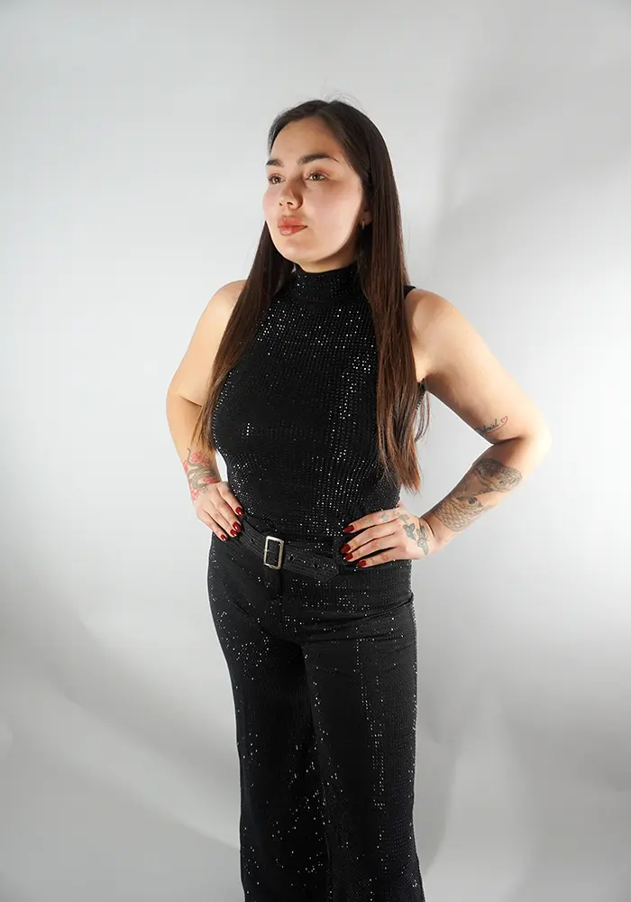 Crop brillo cuello alto